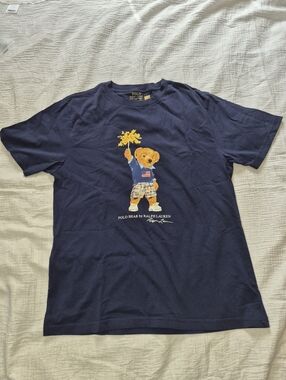 Polo Ralph Lauren Kids L (14-16) Polo Bear T-Shirt, EUC, Patriotic Flag Bear